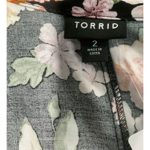 Torrid Plus Size 2x 18 20 Black Floral Challis Trapeze Dress Sleeveless Pockets - Picture 10 of 12